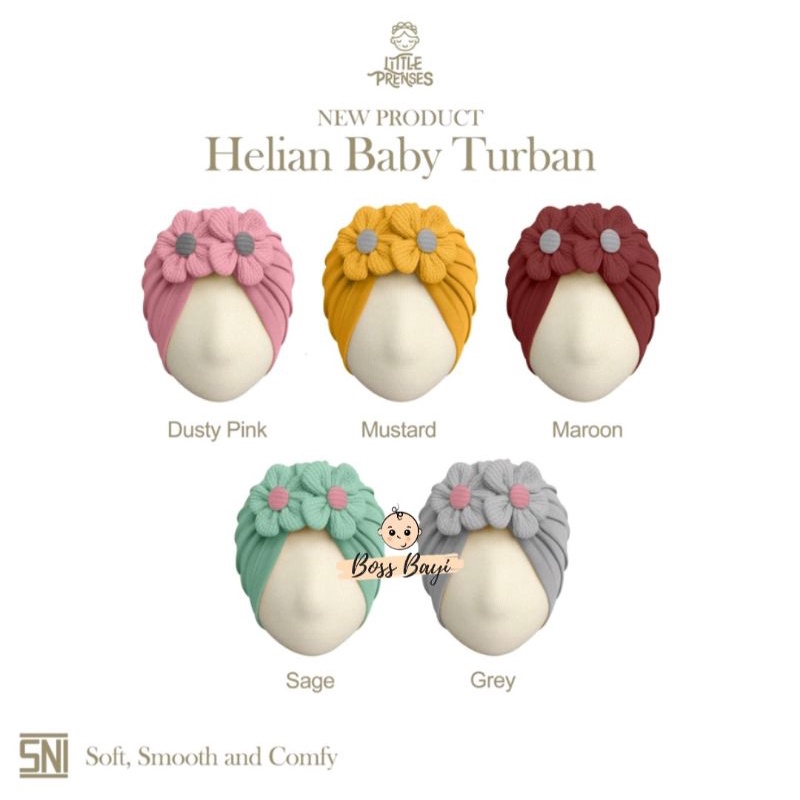 LITTLE PRENSES - Helian Baby Turban / Turban Bayi Aplikasi Bunga