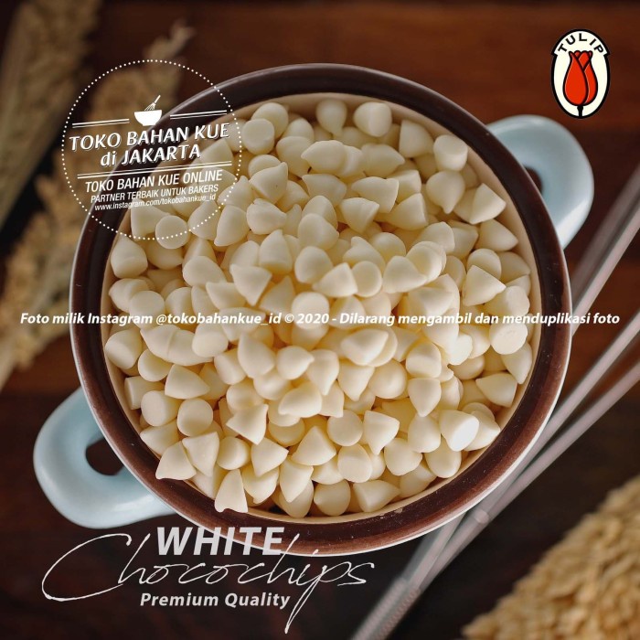 

Tulip Chocolate Chip WHITE 1kg ChocoChips PUTIH Cokelat Chip Vanilla