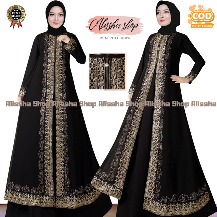 Gamis gamis abaya turkey arab model terbaru/gamis abaya hitam polos terbaru - Hitam, M(Z1P8) Gamis A