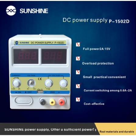 SUNSHINE 1502D DC Power Supply Adjustable 15V 2A Original