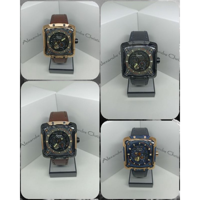 Jam Tangan Pria Alexandre Christie 3030 3039 AC3030 AC 3039 Automatic Tali Kulit