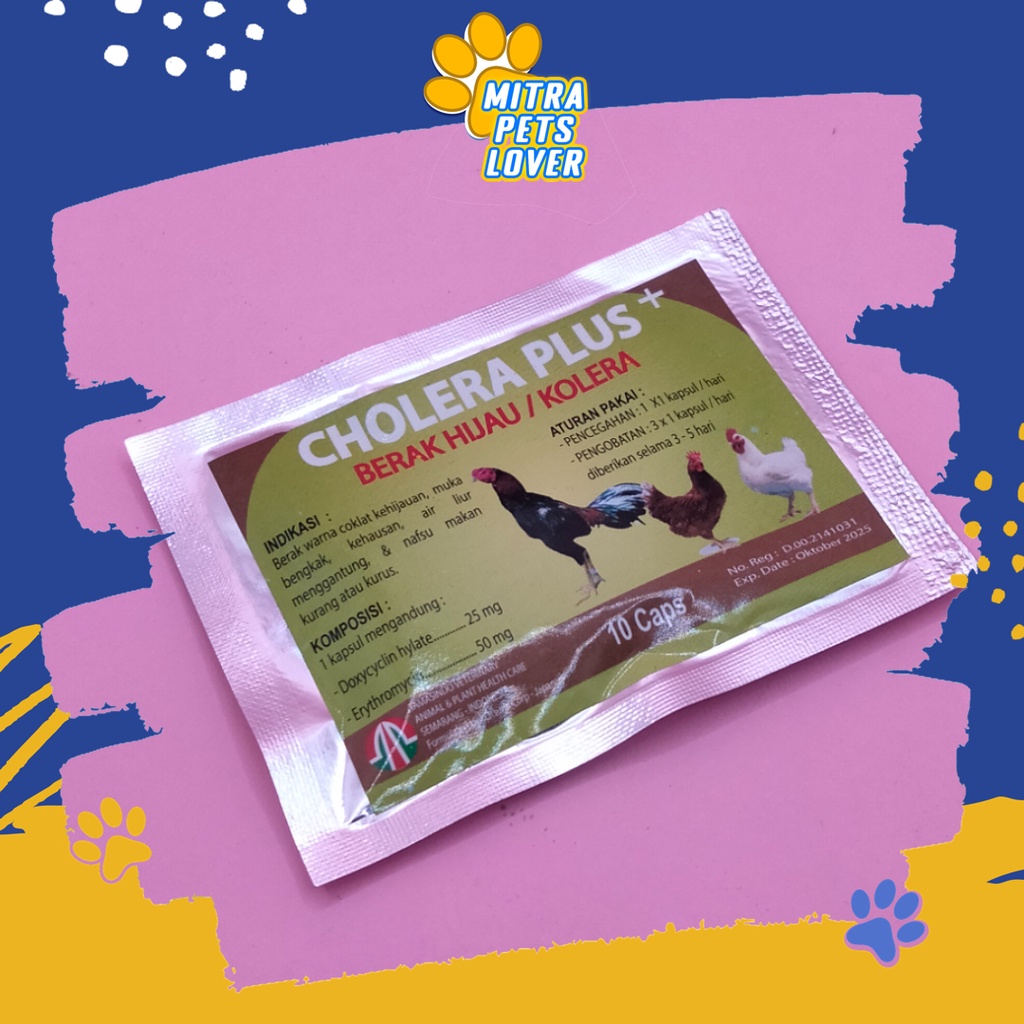 OBAT CHOLERA AYAM - CHOLERA PLUS 10 CAPS - MENCEGAH DAN MENGOBATI KOTORAN AYAM BERWARNA COKLAT KEHIJAUAN MUKA BENGKAK AIR LIUR MENGGANTUNG NAFSU MAKAN KURANG- BERKUALITAS ASLI ORIGINAL MURAH TAMASINDO VITAMIN TERNAK HEWAN BINATANG PELIHARAAN MITRAPETLOVER