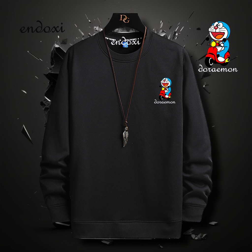SWEATER CREWNECK CARDIGAN PRIA WANITA OVERSIZE DORAEMON/SWEATER CREWNECK gambar lucu TERPOPULER/CREW