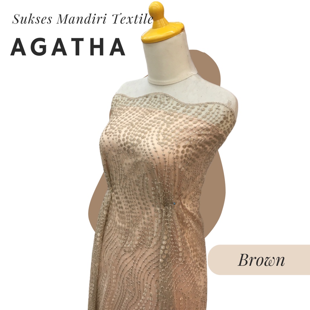 [AGATHA] Brokat Brukat Tile Premium Mewah Warna Coklat Soft Brown | Harga ½ meter = 50 cm (Bahan Dre