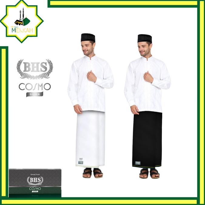 Sarung BHS Cosmo SIlver Hitam Polos / Putih Polos | Sarung BHS Polos