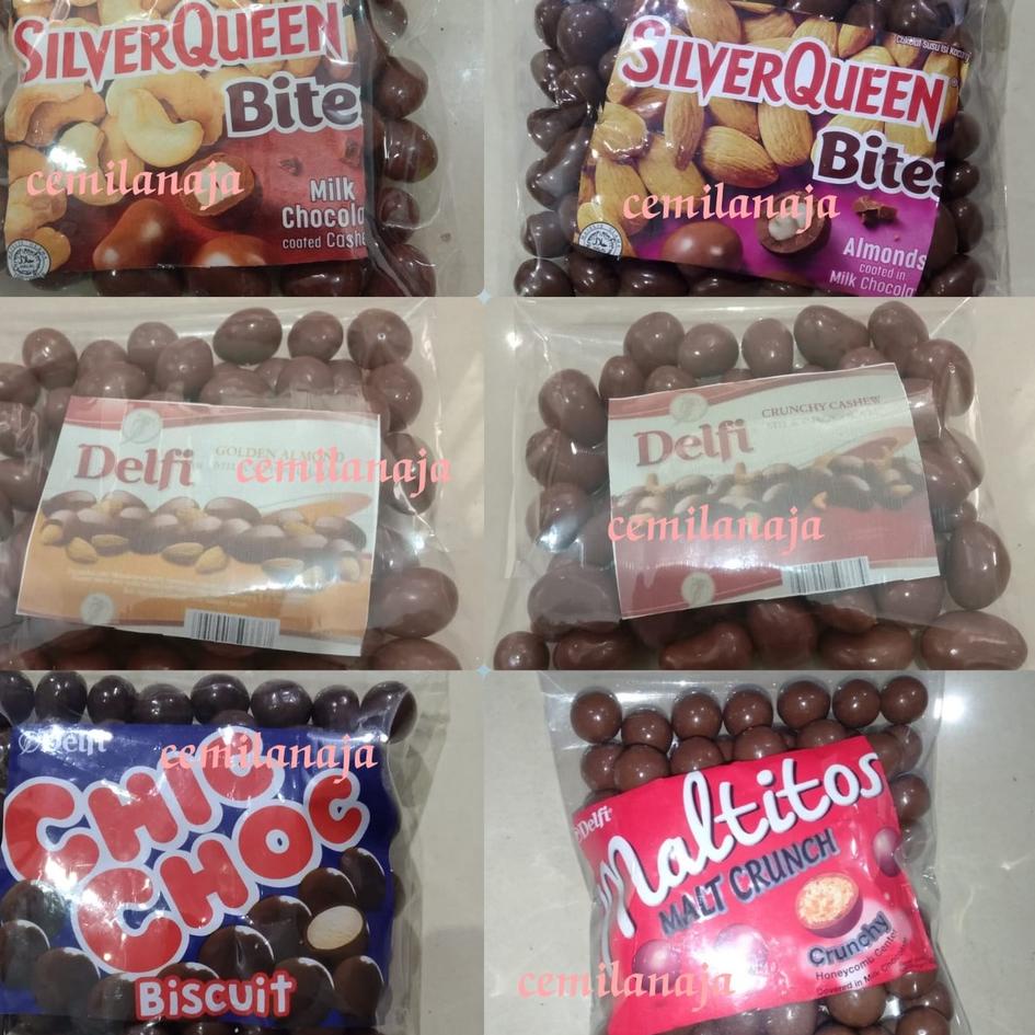 

❂ Murah Banget Silverqueen Bites 250 gr Almond & Bites Mede snack Viral Coklat enak ♚