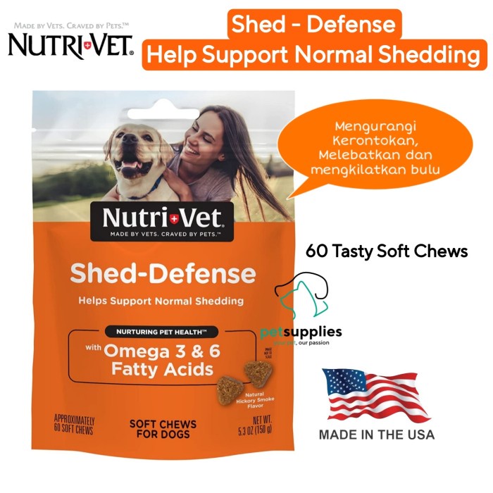 Terlaris Vitamin Bulu Anjing Untuk Bulu Rontok Nutrivet Shed-Defense (Usa)