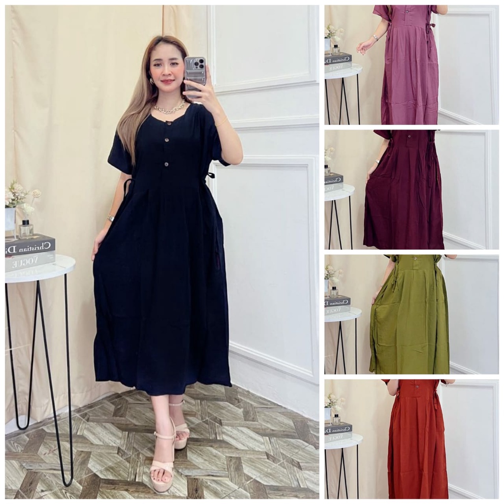 Dress Chibi Polos Jumbo Busui Rayon Tebal / Daster Busui Murah / Daster Kekinian Terbaru