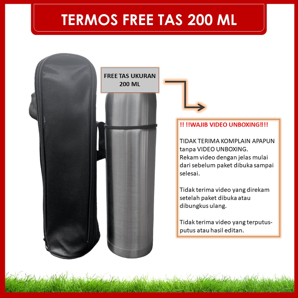 DEOS FREE TAS TERMOS HIGH GRADE VACUUM FLASK AIR BOTOL STEINLESS STEEL 200ML