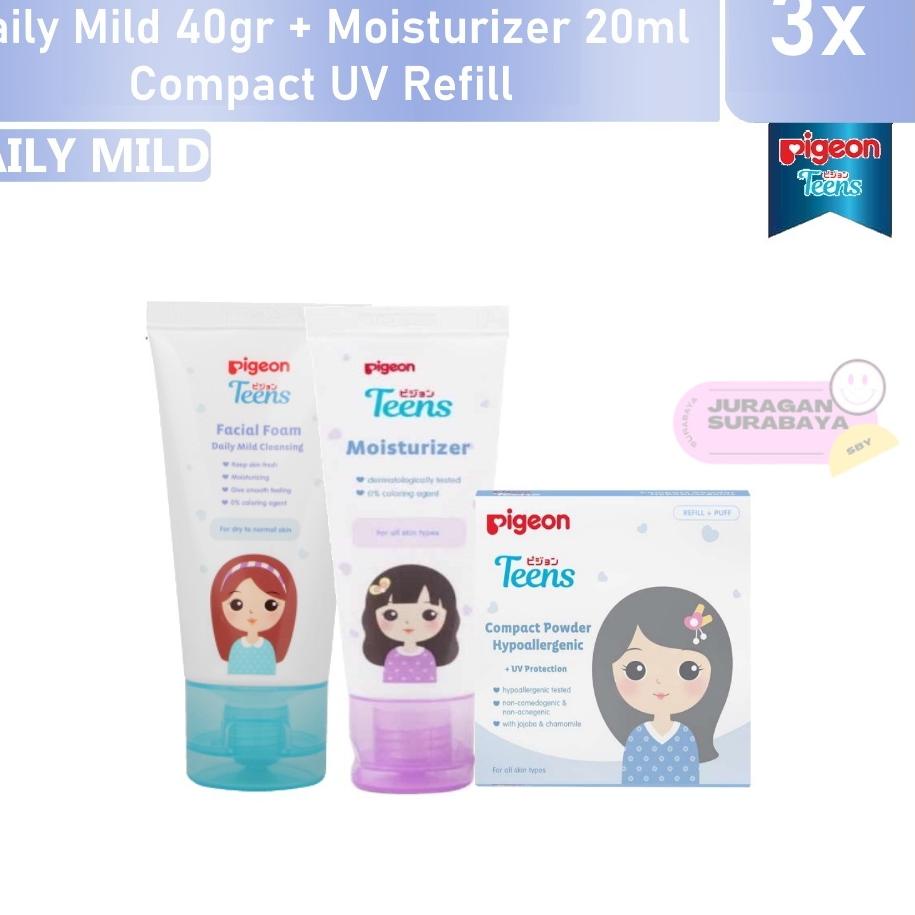 ℗ PIGEON TEENS Paket 3 Daily Remaja ( Daily 40ml+Moisturizer+Bedak UV Natural ) ™
