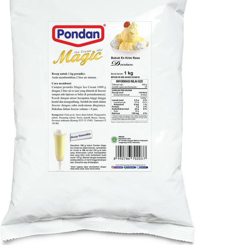 

☈ PONDAN ICE CREAM Kemasan BULKY 1kg. ♖