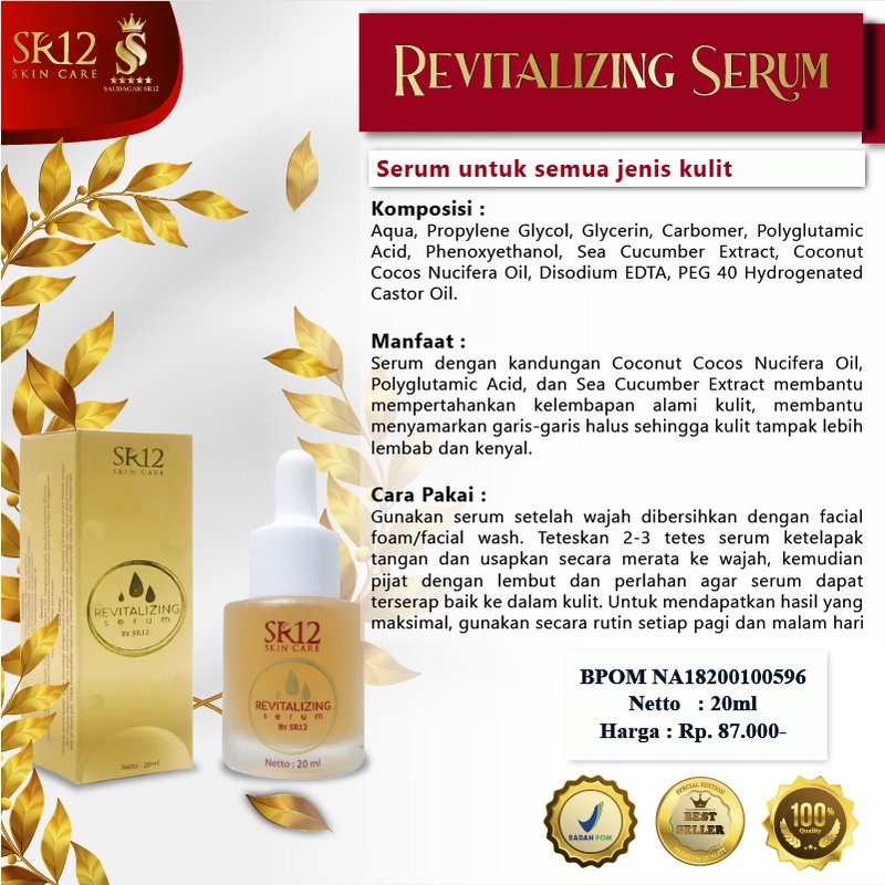 Sale Revitalizing serum Sr12 Serum wajah Mengatasi bopeng Menghilangkan mata panda Mencerahkan 15ml Bpom