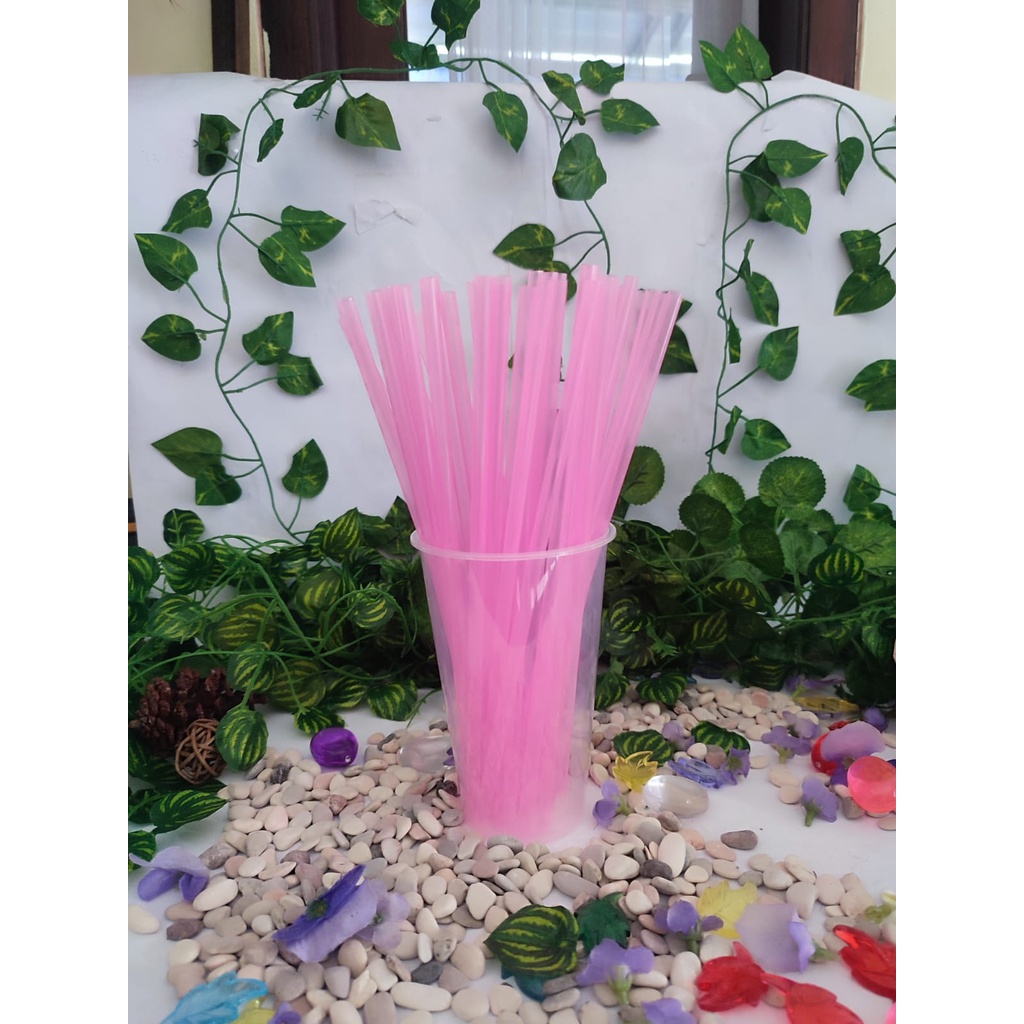 sedotan plastik warna kiloan bahan ori (P : 24cm) isi 200 batangan