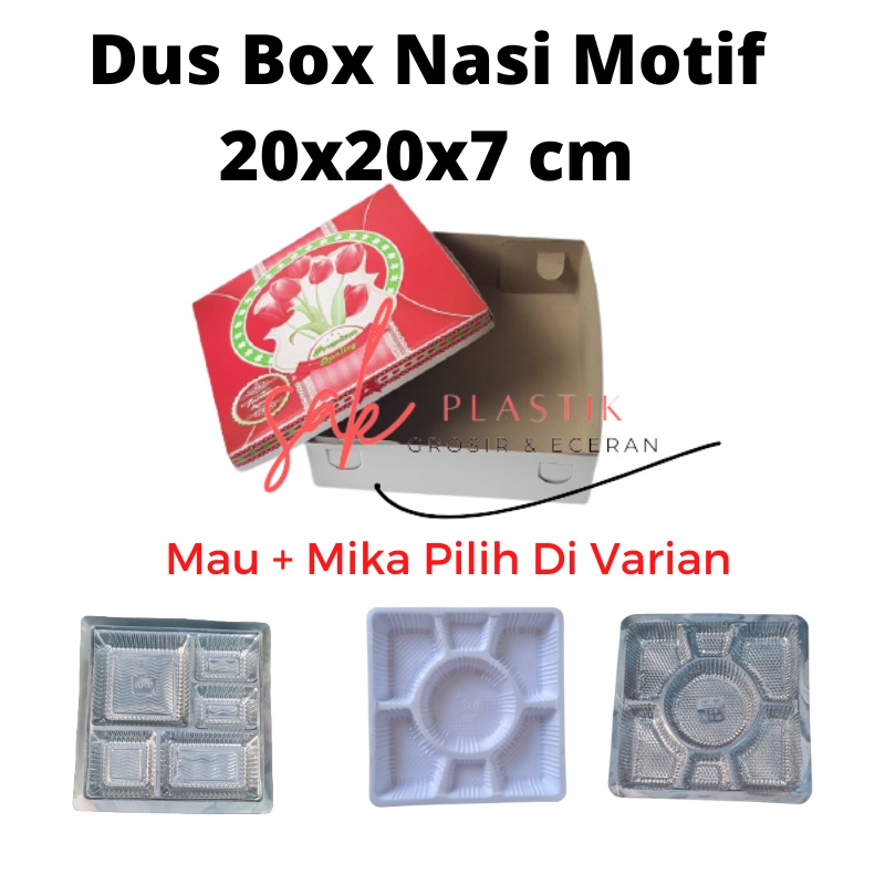 Dus Nasi Kotak Motif Bunga 20x20 I Box Kotak Nasi Makanan 20 x 20 l Kotak Kue Isi 50 Pcs