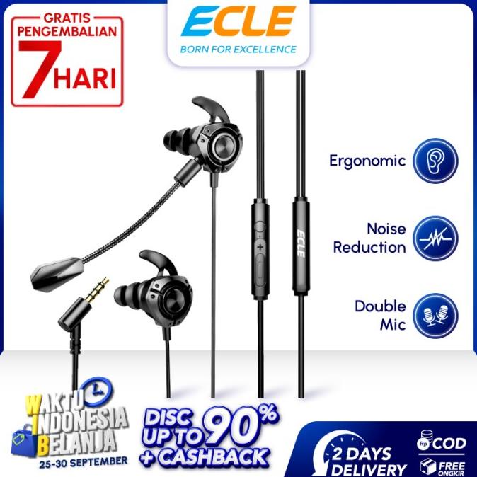 ECLE Headset / Earphone Gaming Noice Reduction Microphone Hitam