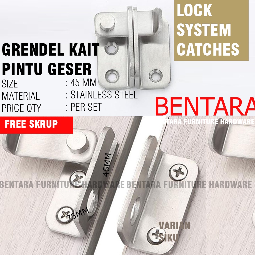 GRENDEL MINIMALIS 45MM - SLIDING DOOR LATCH PINTU GESER KAIT