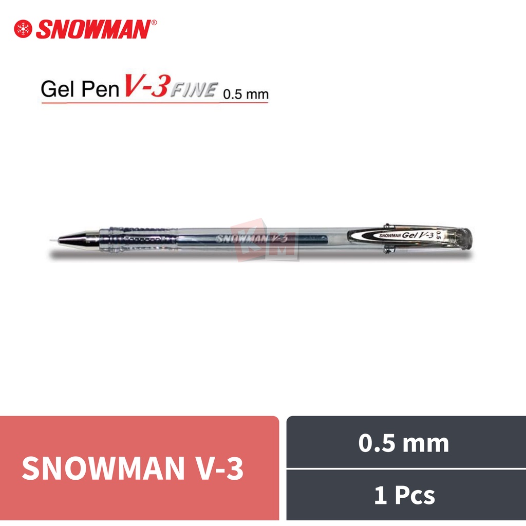 Pulpen Ballpoint Pena Snowman V-3 Fine 0.5 mm Hitam Gel Pen