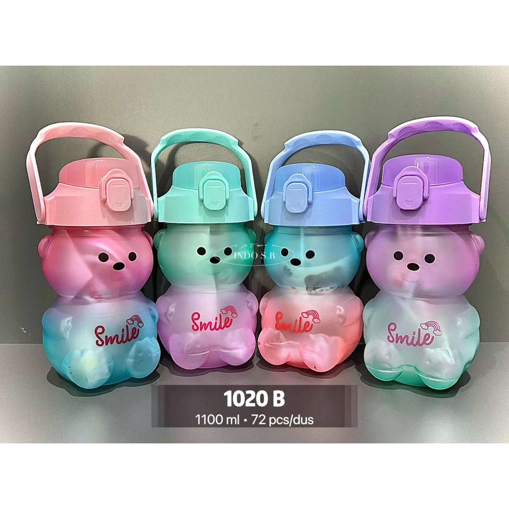 BELLA - 1,4 LITER - BOTOL MINUM PANDA BERUANG VIRAL DOFF SMILE STIKER BPA FREE