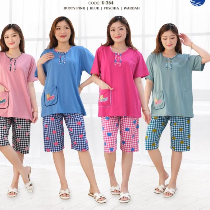 ♦ TERMURAH Baju Tidur Babydoll Piyama FOREVER Sweet Concept  ¾ 3/4 Celana Pendek Selutut Mama Size U