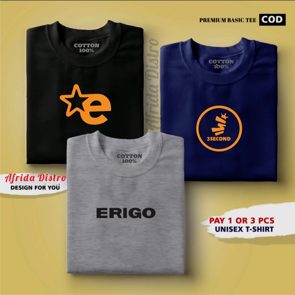 BUY 1 GET 3 PCS / AFRIDA DISTRO / KAOS PRIA DISTRO / KAOS DISTRO COWOK / T-SHIRT 3SECOND - ERIGO - E