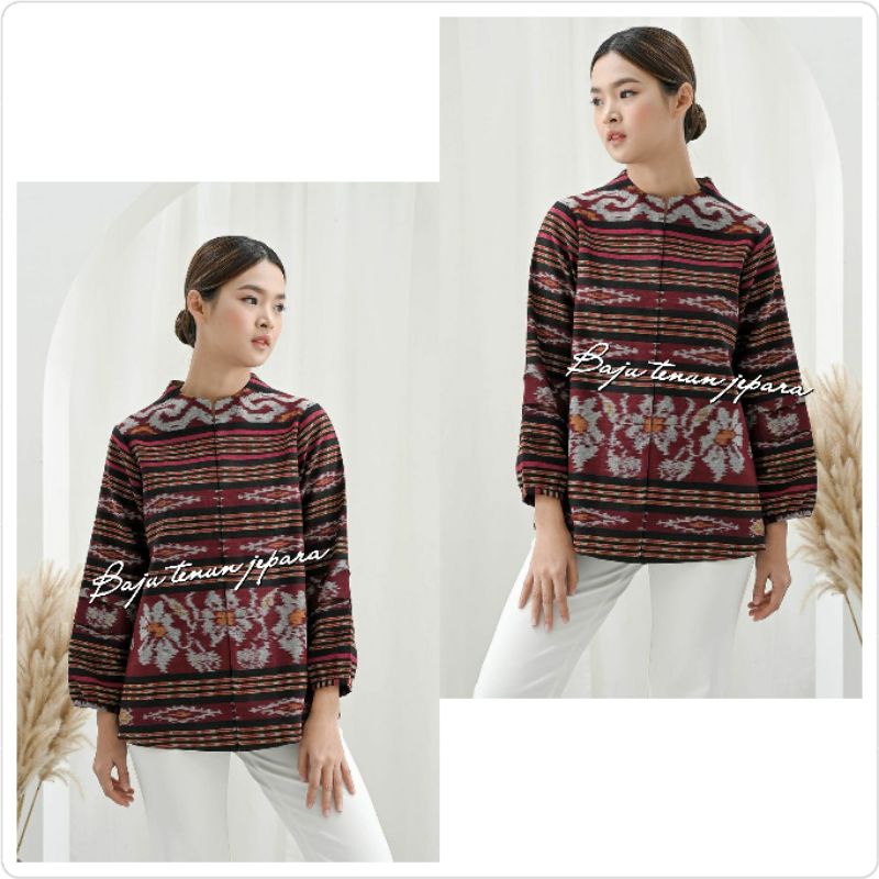 Blouse ethnic baju tenun jepara atasan wanita fashion baju tenun ethnic jepara btb74