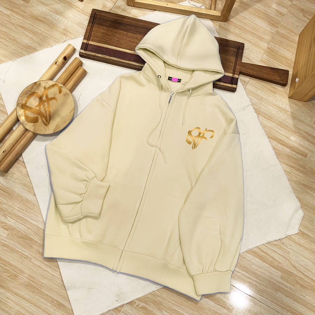 Hoodie Zipper DF Logo Gold Unisex Pria &amp; Wanita | Dhea Fashion