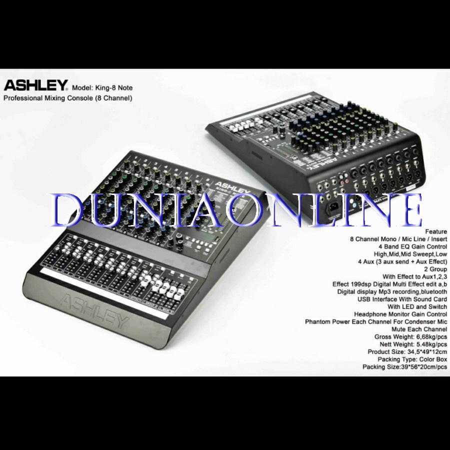 MIXER ASHLEY KING8NOTE / ASHLEY KING8 NOTE / ASHLEY KING 8 NOTE / MIXER ASHLEY 8 CHANNEL ORIGINAL