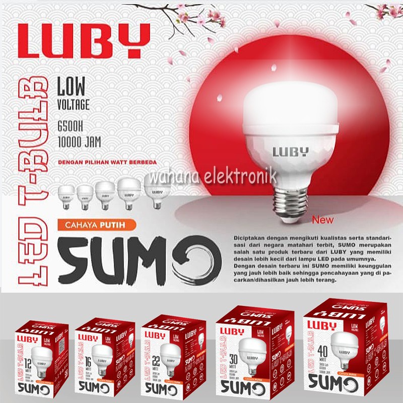 LAMPU BOHLAM LED LUBY SUMO CAHAYA PUTIH 12W / 16W / 22W / 30W / 40W GARANSI 1 TAHUN