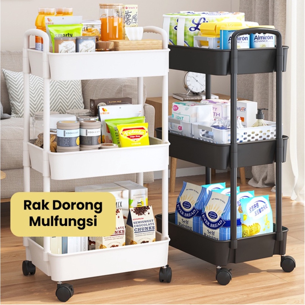 HANA TROLLEY (4KG)/TROLI/RAK TROLI/RAK SUSUN/RAK RODA/RAK DAPUR/RAK DORONG/RAK TROLI SUSUN/RAK SERBAGUNA/TEMPAT PENYIMPAN MAKANAN