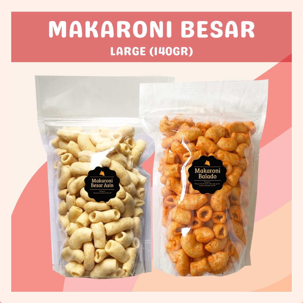 [DELISH SNACKS] Makaroni Besar Asin / Balado (L) 140gr / Snack Cemilan Camilan Murah / Asin Gurih Pedas