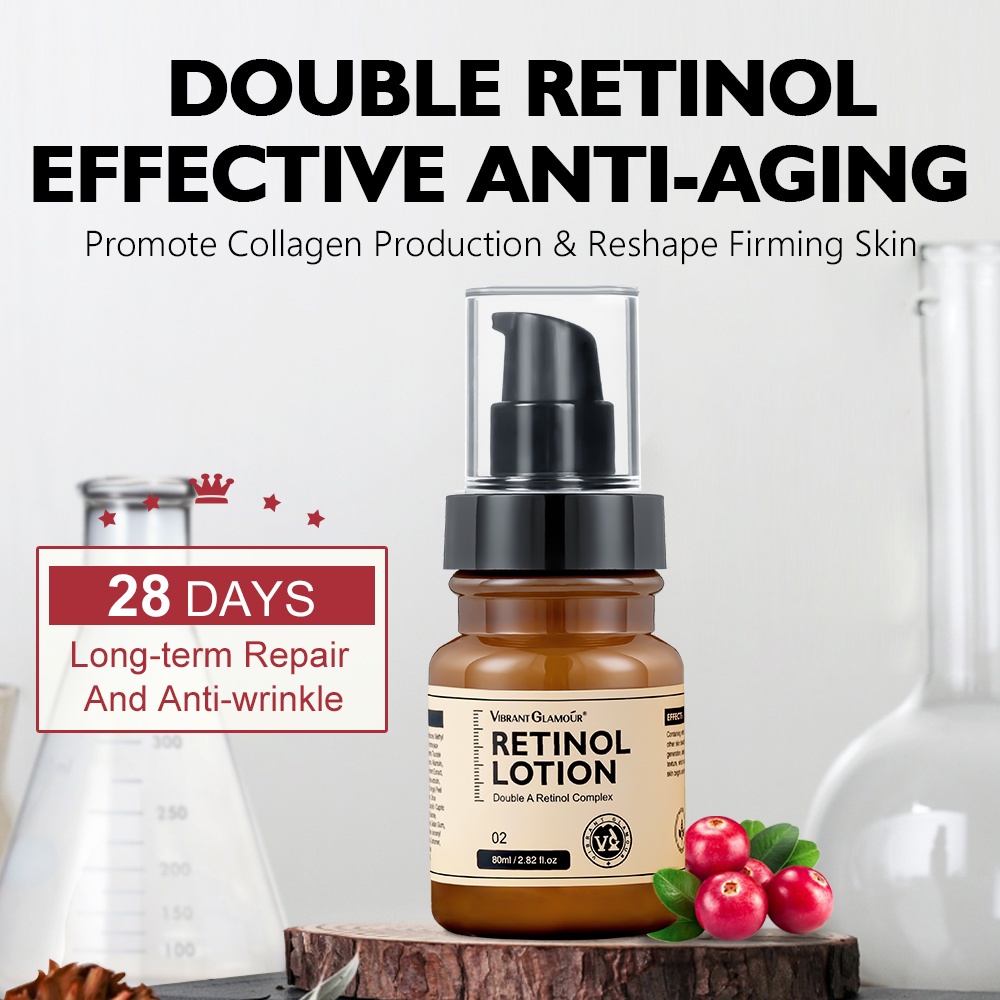 VIBRANT GLAMOUR Retinol Lotion 80ml Anti Aging Collagen Firming Remove Wrinkle Fade Fine Lines Moisturizing Lifting Skin Care