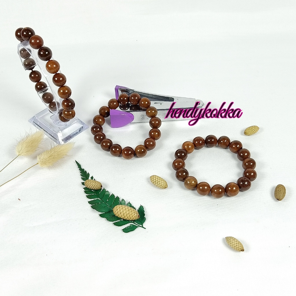 gelang kokka bulat 12mm coklat tali elastis kaokah kokkah kauka