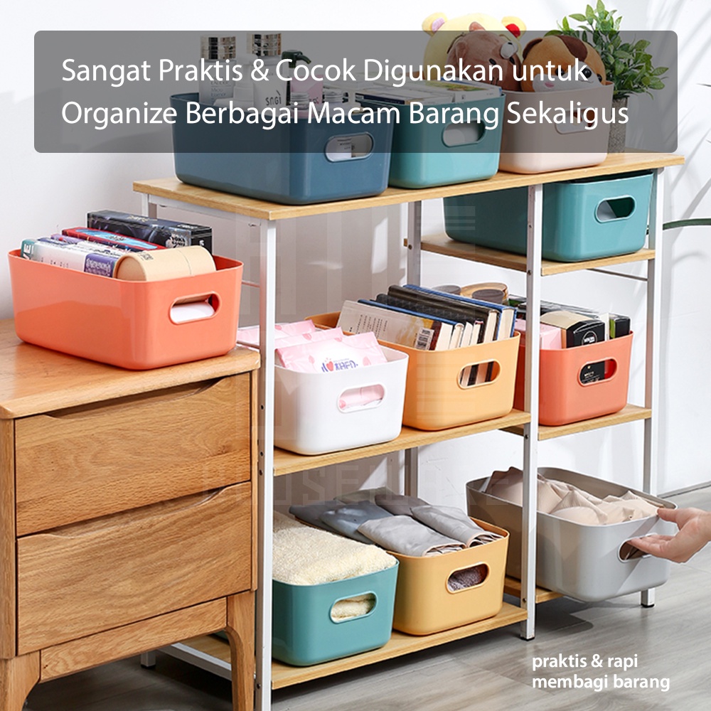 HUGO Keranjang Serbaguna Tempat Penyimpanan Mainan Pakaian Makanan Makeup Kosmetik Multifungsi Storage Box Organizer Bahan Plastik