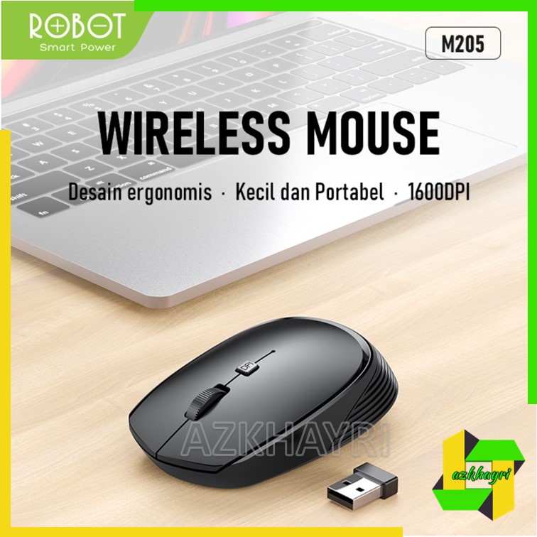 Mouse Wireless ROBOT M205 2.4G 1600DPI Receiver USB PC Laptop Tablet Android