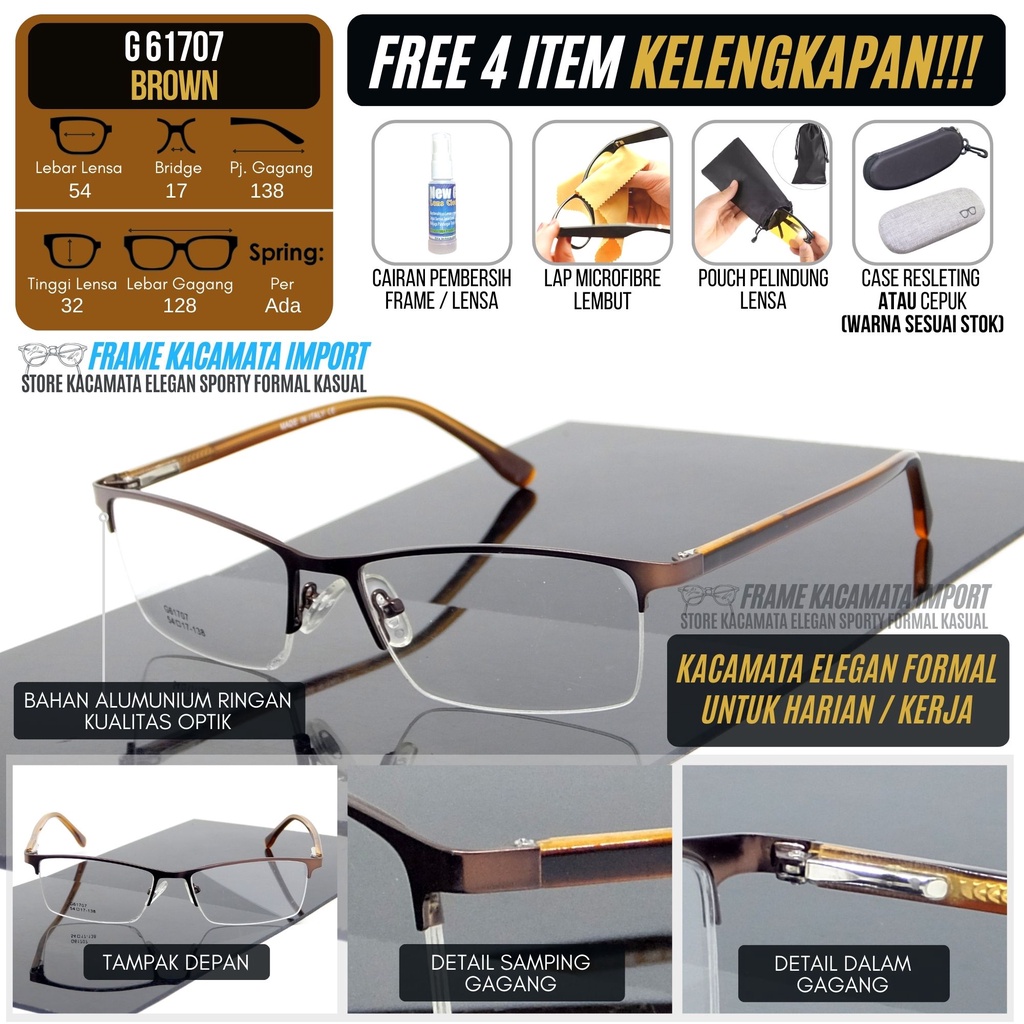 Kacamata Elegan Pria Wanita Kacamata Half Frame Minimalis