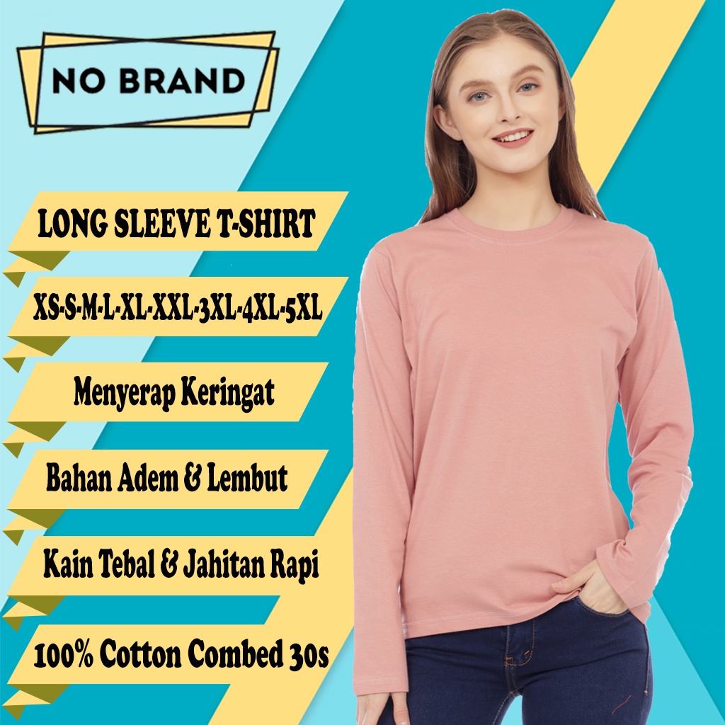 KAOS BAJU POLOS CEWEK LENGAN PANJANG HITAM PUTIH CEWEK WANITA COTTON COMBED 30S JUMBO OVERSIZE MURAH