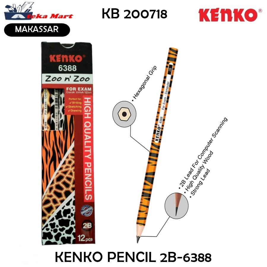 

[BOX/12PCS] ] KENKO PENSIL 2B 6388 ZOO N ZOO
