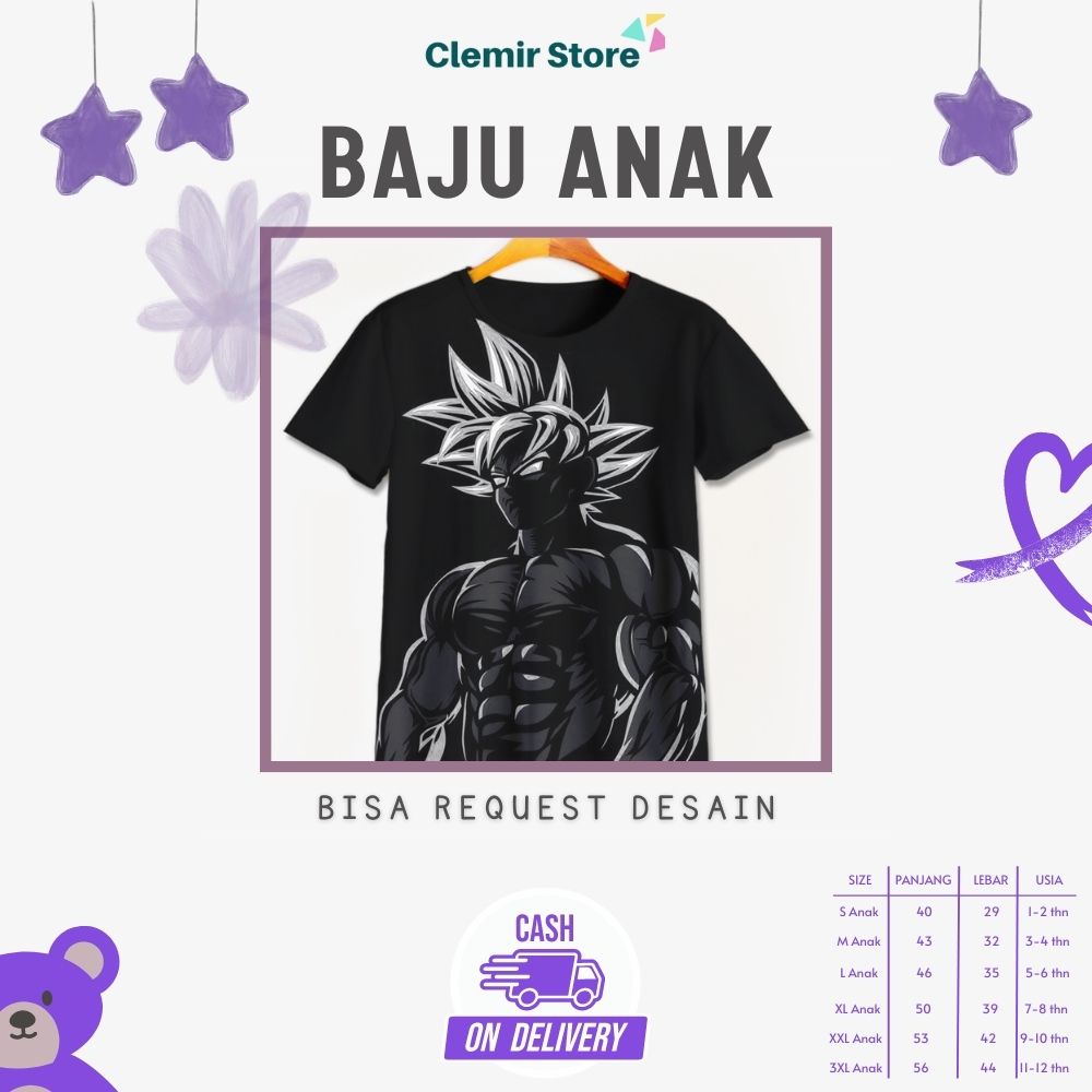 Baju Dragon Ball Anak Laki Laki Kaos Dragon Ball Cowok Printing 3D - Dragon Ball Z Goku V3
