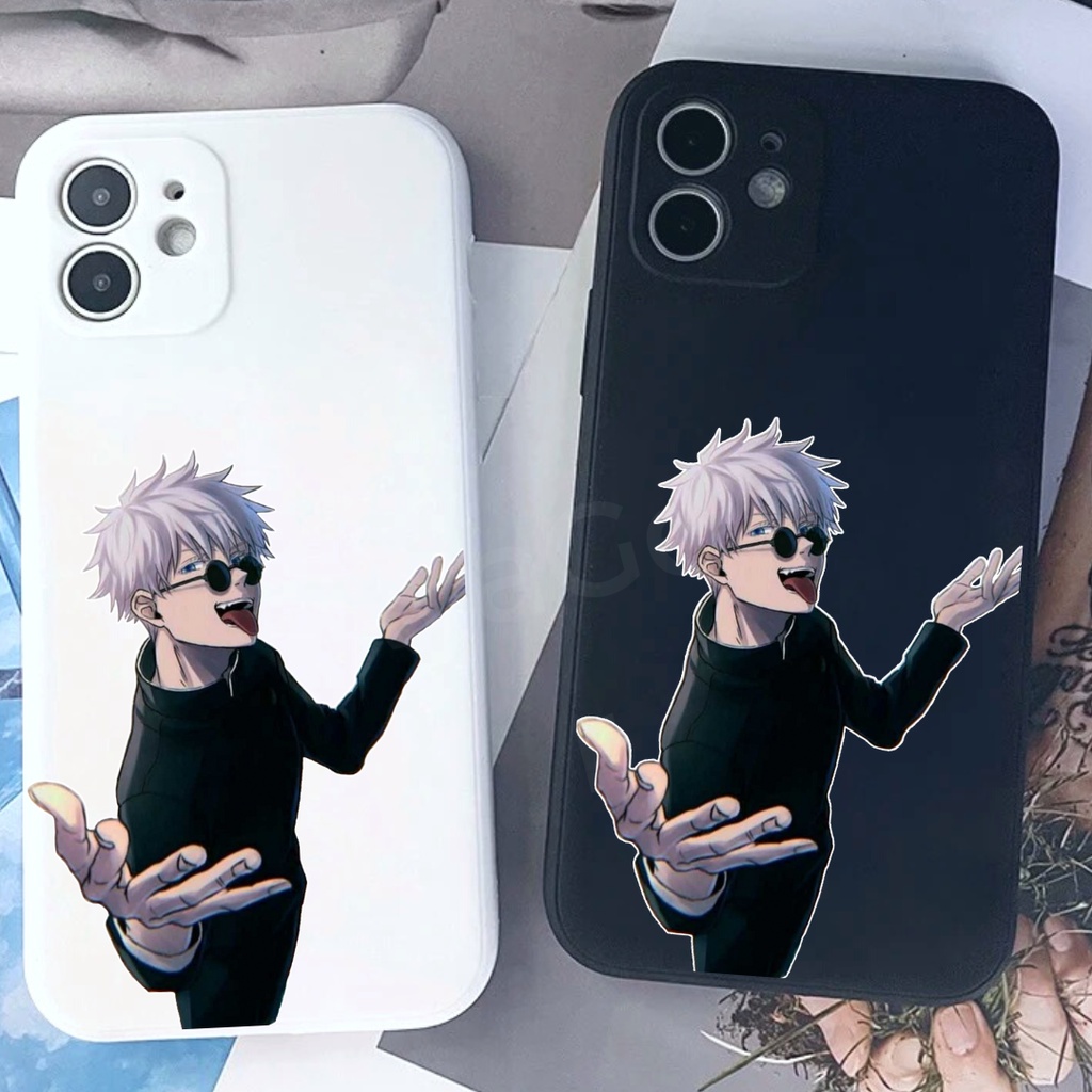 iP Gojo Jujutsu Kaisen Case iPhone Square Edge TPU Softcase 6s 7 8 X XS XR 11 12 Mini 13 Pro Max 14+ Plus