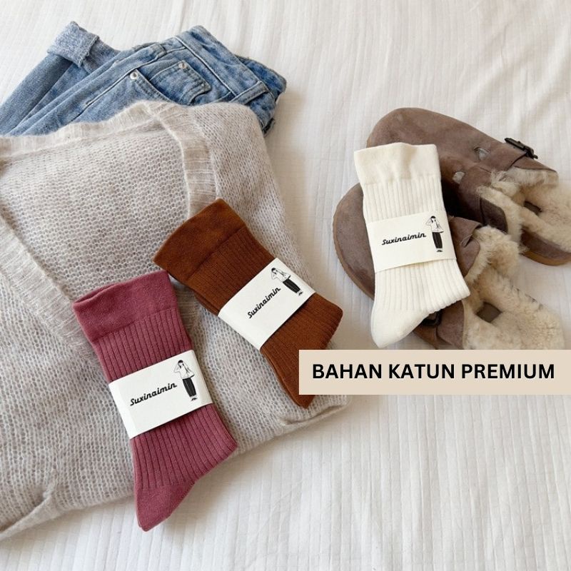 KAOS KAKI WARNA WARNI POLOS PANJANG WANITA CEWEK PANJANG TINGGI PREMIUM