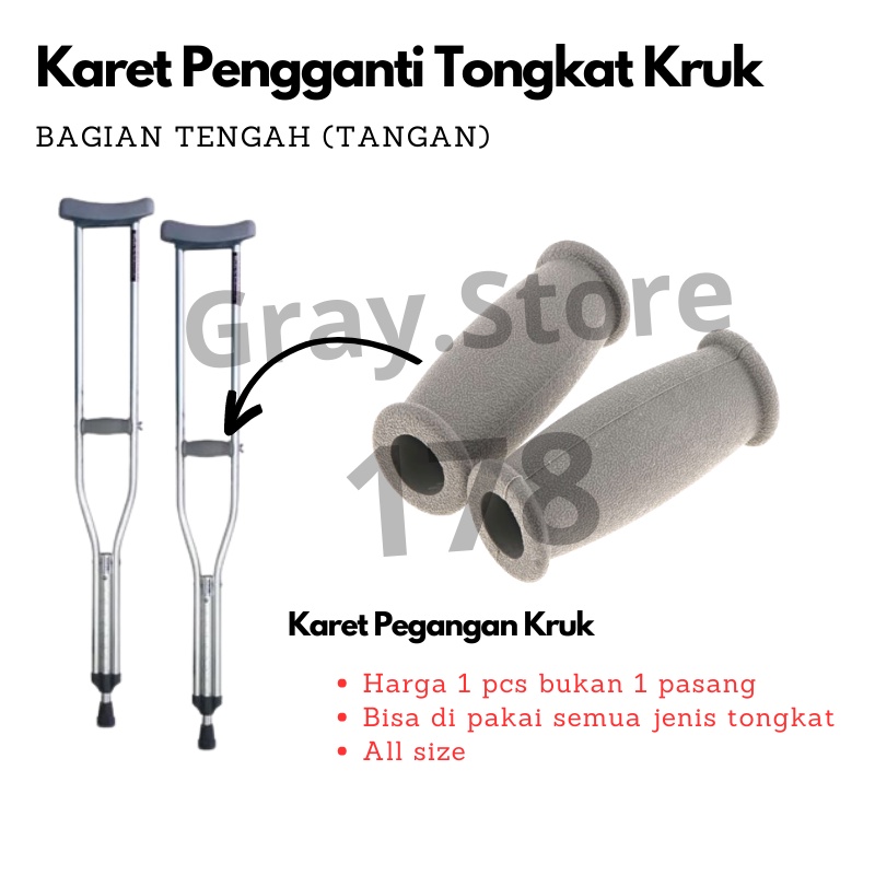 Karet Handle Tangan Tongkat Kruk Ketiak (Bagian Tengah) Karet Tongkat Kruk Original