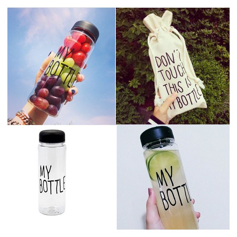 My Bottle Plastik Bening + SARUNG Botol juice Botol Air minum Plastik 501-600ml