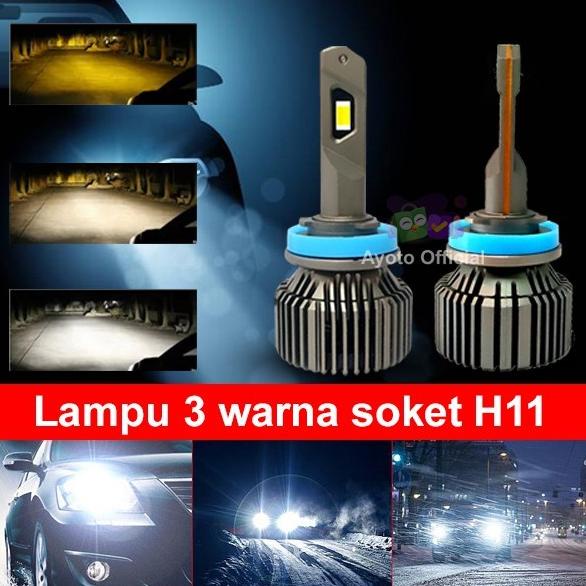 AYOTO LAMPU LED FOGLAMP 3 WARNA H11 H16 H18  1 TAHUN PNP