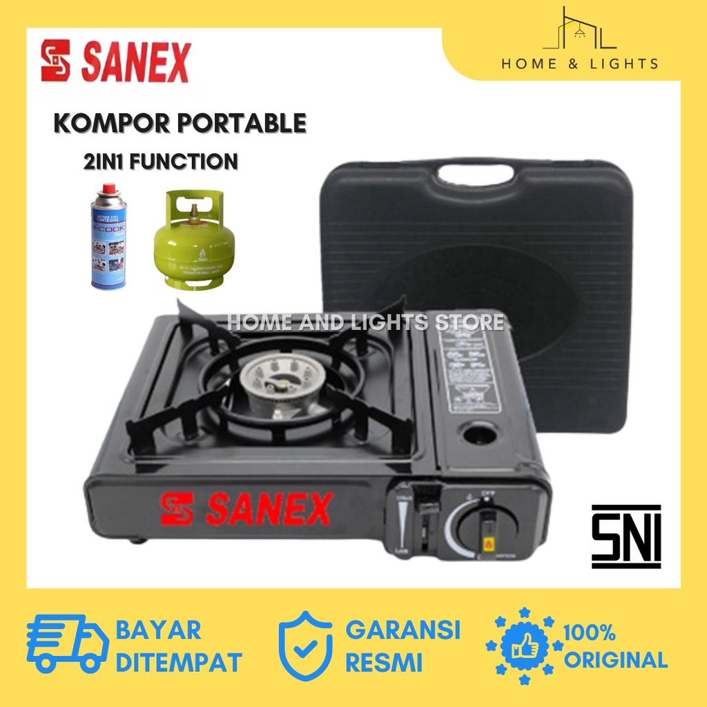 SANEX Kompor Portable 2 in 1 SN 883 / KOMPOR GAS PORTABLE 2 IN 1 BISA GAS LPG 3KG DAN GAS KALENG / KOMPOR GAS 1 TUNGKU / KOMPOR PORTABEL / KOMPOR GUNUNG