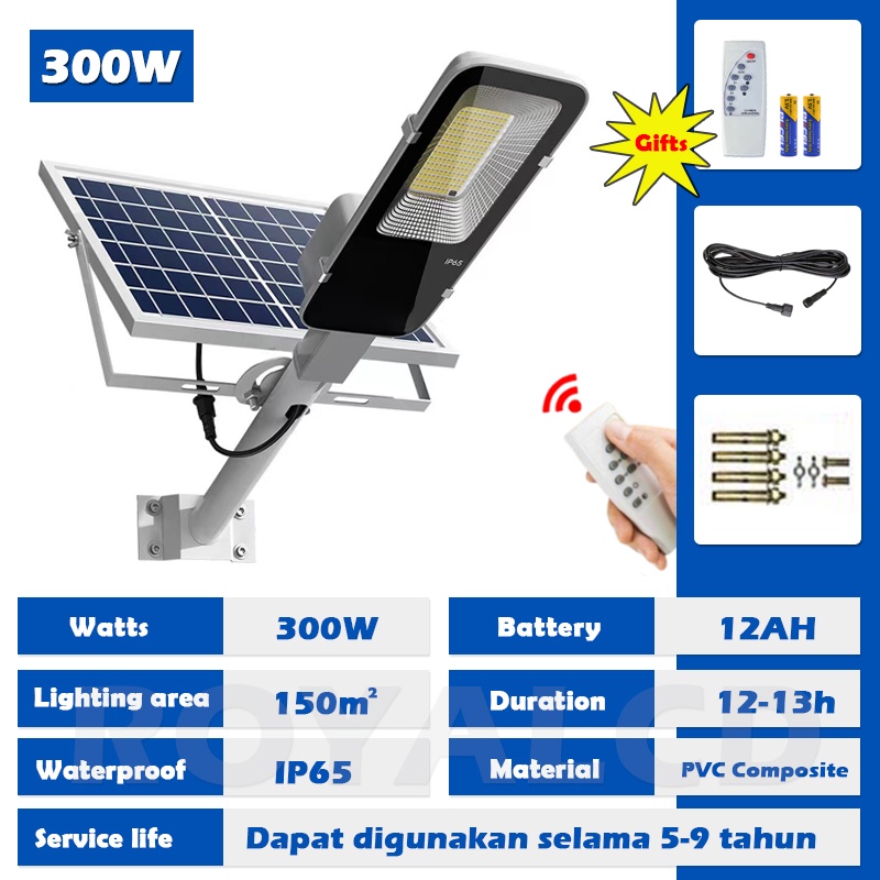 300W Lampu Jalan Tenaga Surya Led Solar Street Lights Outdoor Lampu Solar Cell Panel Surya for Garden Patio Path Yard