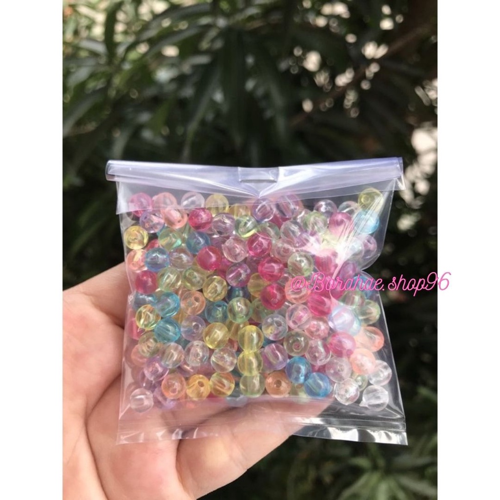 Manik bening transparan 6mm 8mm bahan manik manik kaca transparan