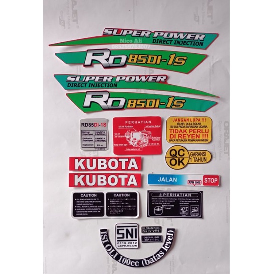 

Stiker mesin kubota 1s