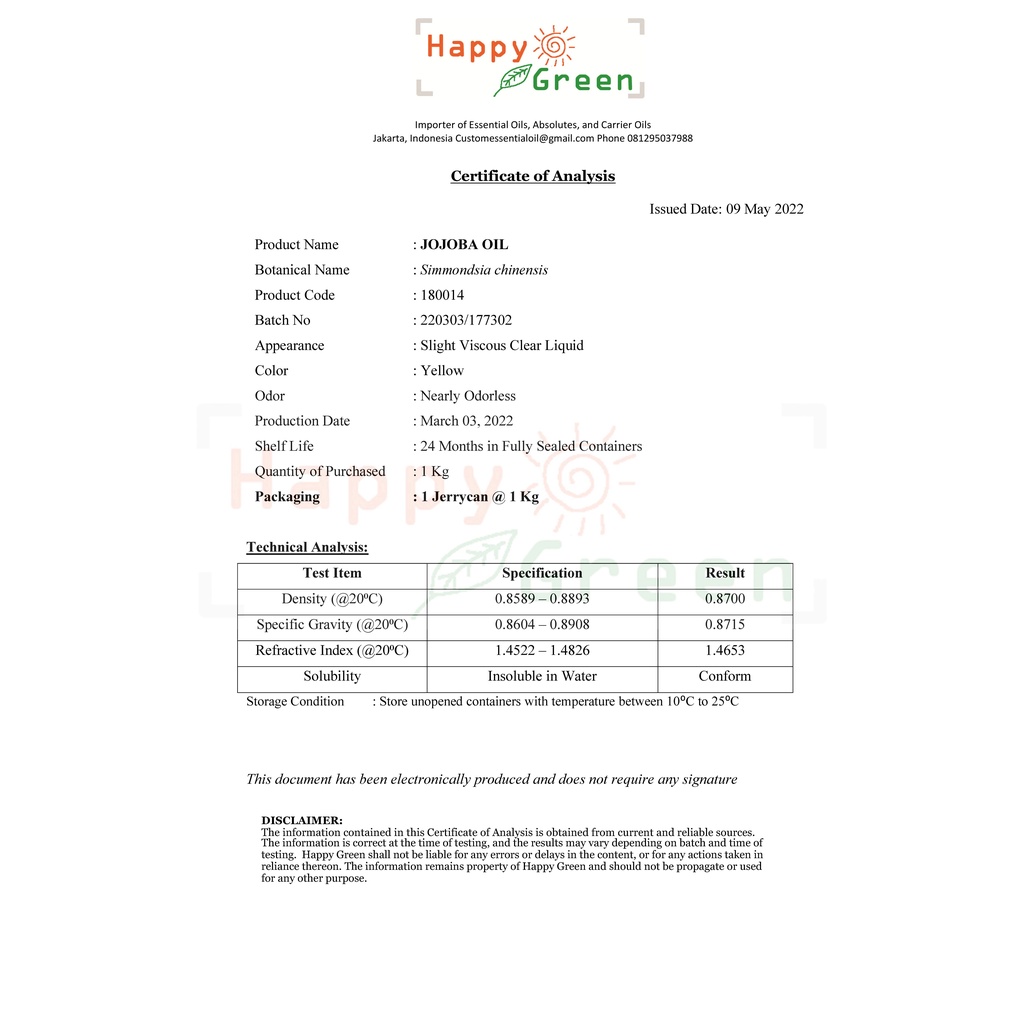 Happy Green 3% Helichrysum Essential Oil - Minyak bunga Immortelle Alami