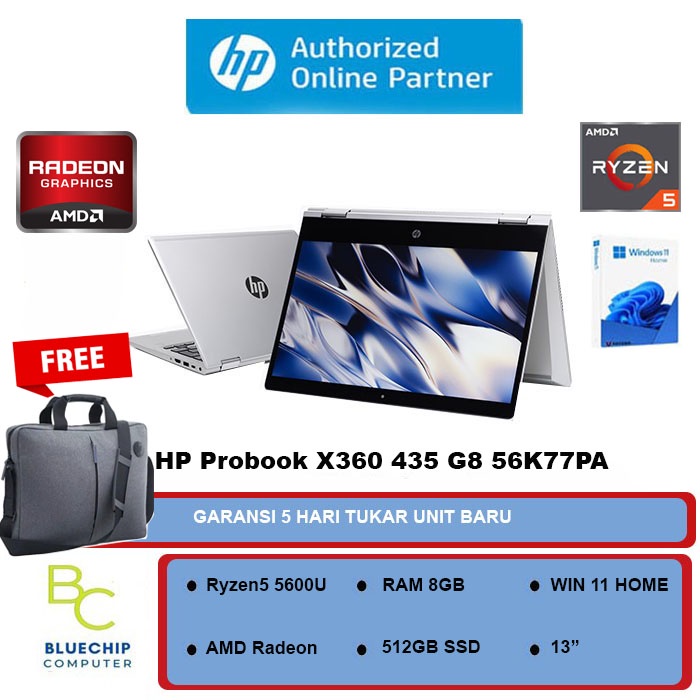 Laptop HP Probook X360 435 G8 56K77PA - Ryzen5 5600U 8GB 512GB 13" WIN