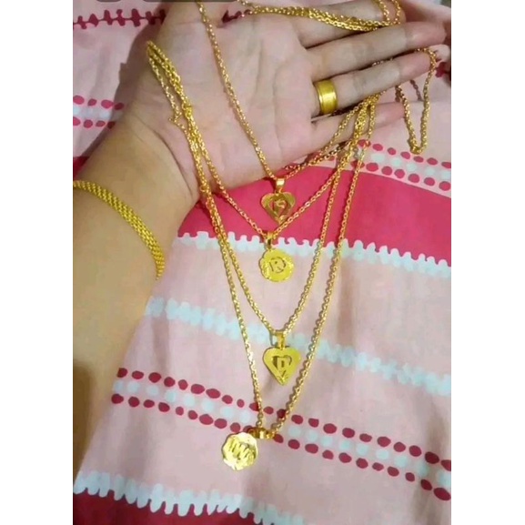 KALUNG LIONTIN HURUF LAPIS EMAS 24K